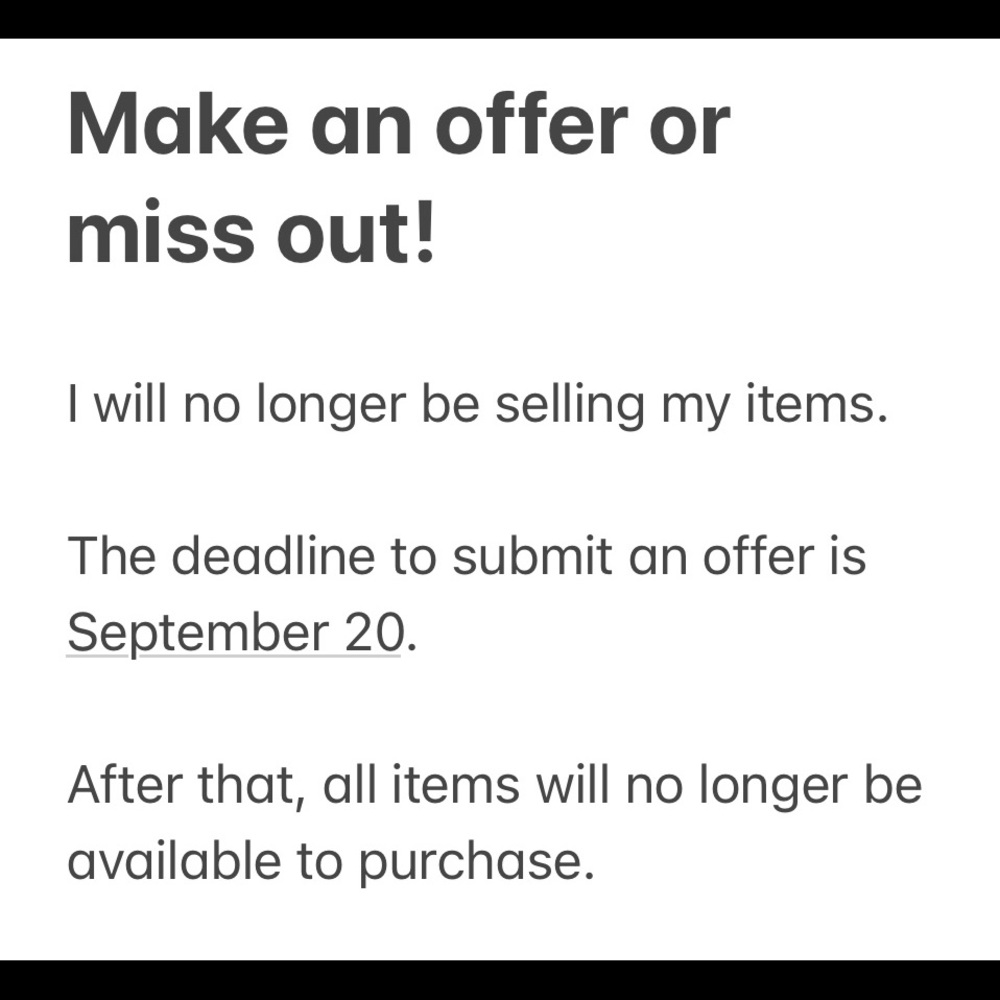 SEPTEMBER 20  IS FINAL DAY